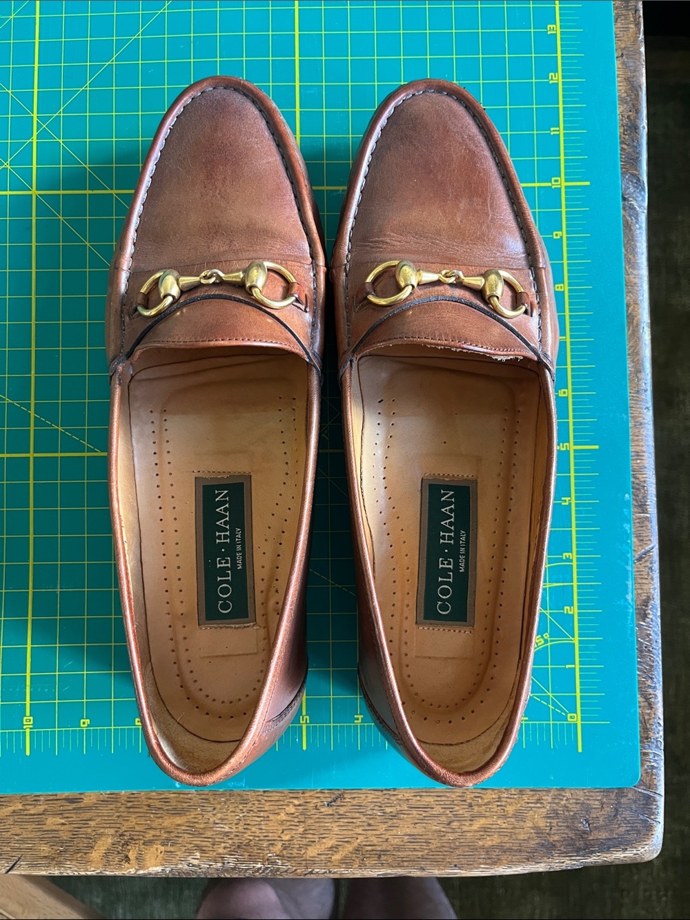 Cole Haan Tan Leather Bit Loafers with Gold Hardware